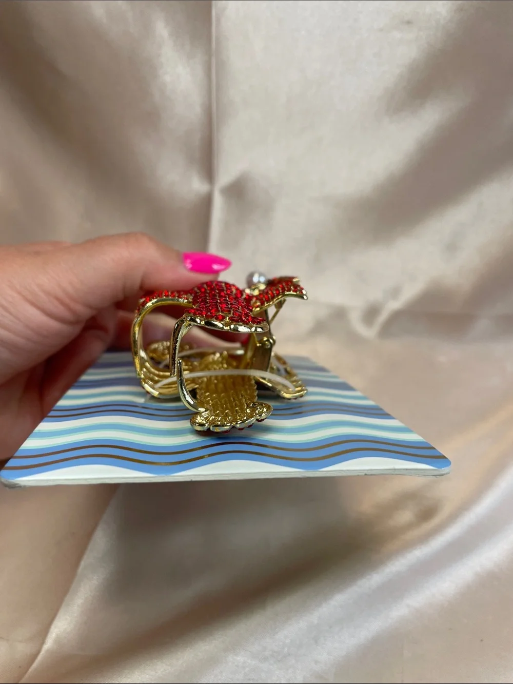 Piper K Lobster Metal Hair Claw Clip w/ Rhinestones & Faux Pearls - NWT